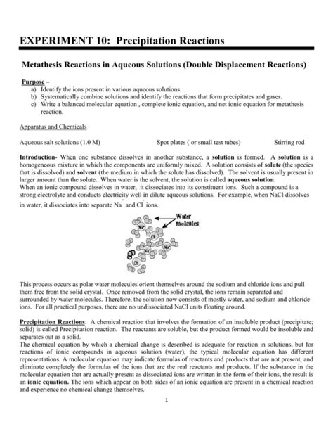 experiment 10 precipitation reactions