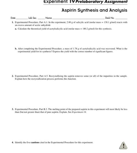 experiment 19 pre lab answers