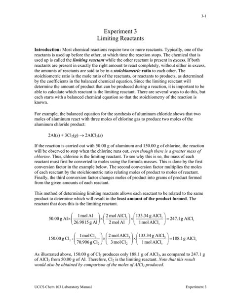 Experiment 3 Limiting Reactants