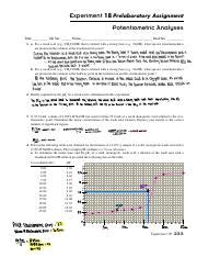 Experiment Potentiometric Analysis Pre Lab Assignment