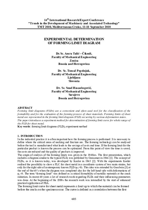 Experimental Determination Of Forming Limit Diagram Tmt 2016