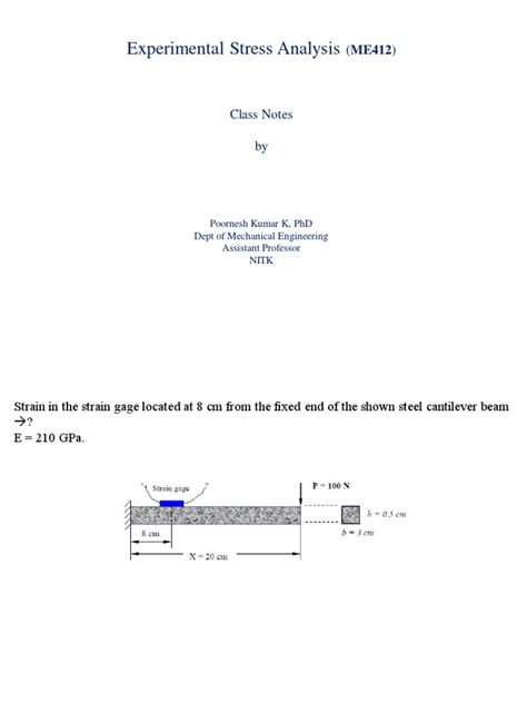 Experimental Stress Analysis Examination Question Paper