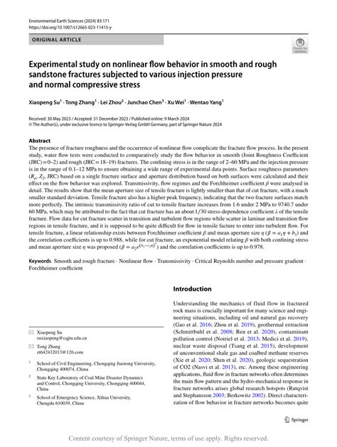 Experimental Study On Nonlinear Flow Behavior In Smooth Environmental Science Experiments - Environmental Science Experiments