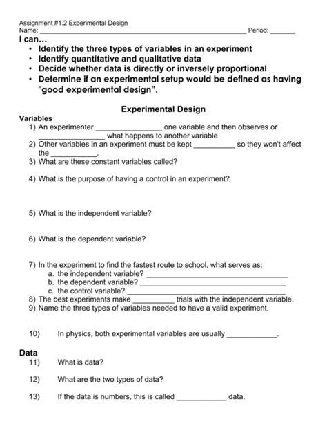 Read Online Experimental Design Practice Worksheet 