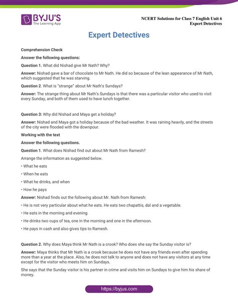 Expert Detectives Class 7 Question Answer