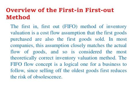 explain first in first out principle accounting method