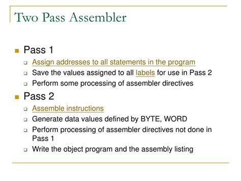 explain first pass of assembler order