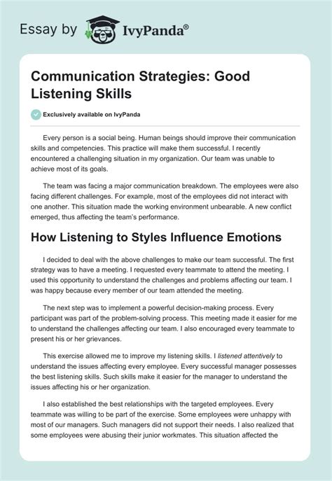 explain good listening skills in writing examples printable