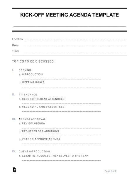 explain kick-off meeting schedule template free pdf download