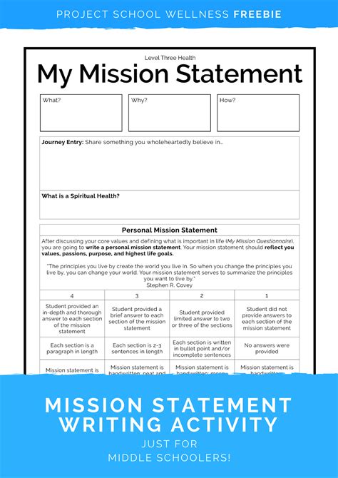 explain mission and vision statements worksheet