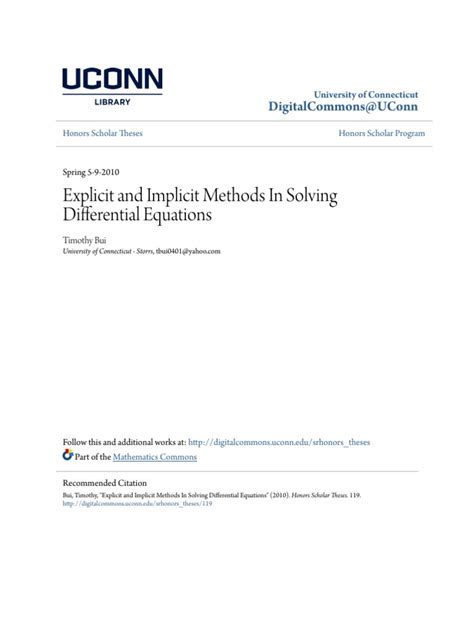 Read Explicit And Implicit Methods In Solving Differential 