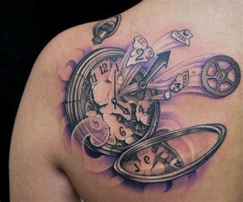 Exploding Clock Tattoo