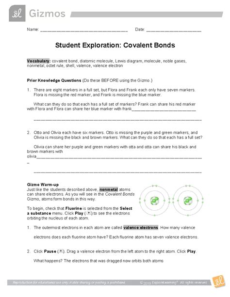 Exploration Guide Covalent Bonds