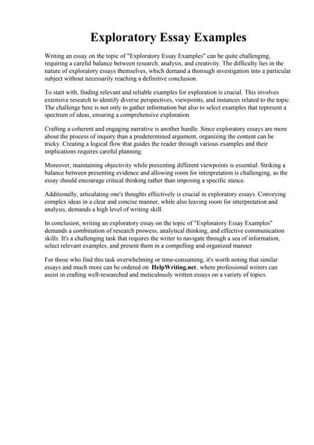 Full Download Exploratory Research Paper Example 