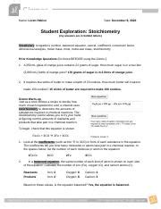 Explore Learning Student Exploration Stoichiometry Answer Key