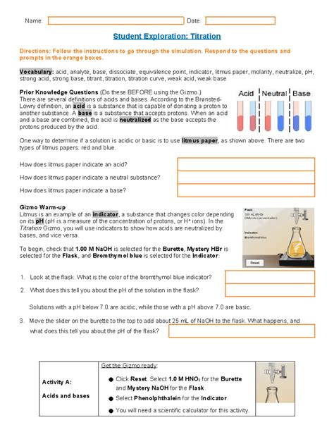 Explore Learning Student Exploration Titration Answers