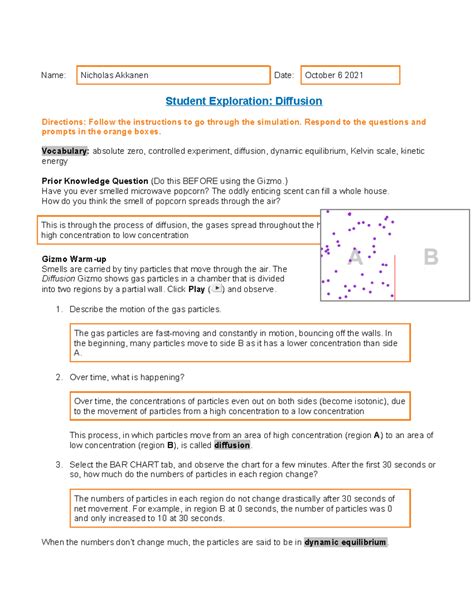 Download Explore Learning Gizmo Answer Key Diffusion 