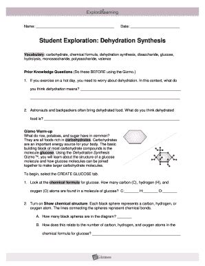 Full Download Explore Learning Student Exploration Dehydration Synthesis 