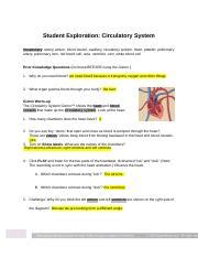 Explorelearning Student Exploration Circulatory System Answers
