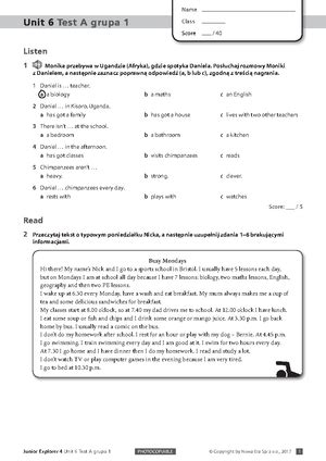 Explorer 4 Unit 1 Answers