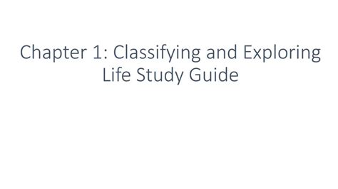 Exploring And Classifying Life Study Guide Answers