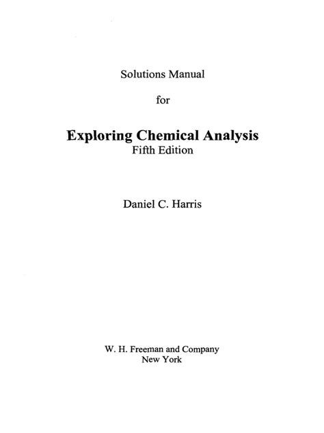 Exploring Chemical Analysis Solutions 5th Edition