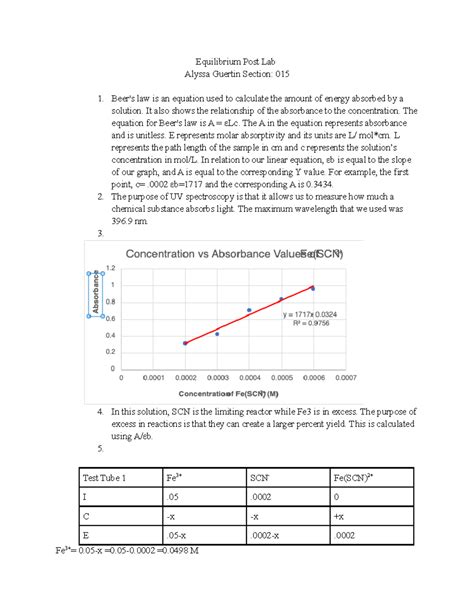 Exploring Equilibrium Post Lab Question Answers