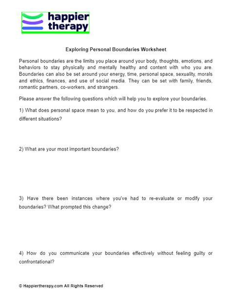 Exploring Personal Boundaries Worksheet Happiertherapy Boundary Behavior Worksheet Answers - Boundary Behavior Worksheet Answers