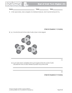 Exploring Science 8h End Of Unit Test