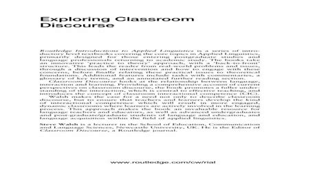 Read Exploring Classroom Discourse Routledge 