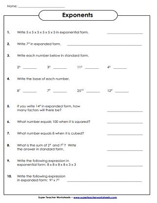 Exponent Word Problems