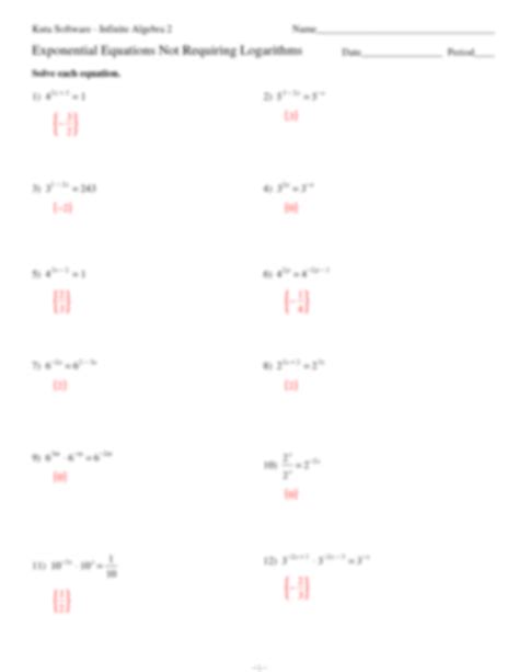 Exponential Equations Not Requiring Logarithms