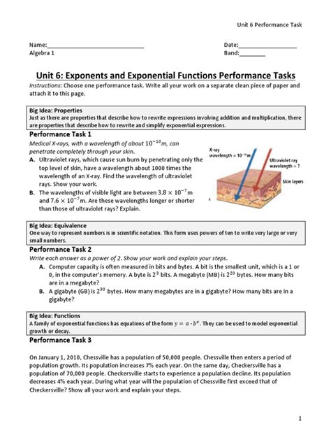 exponential functions performance task