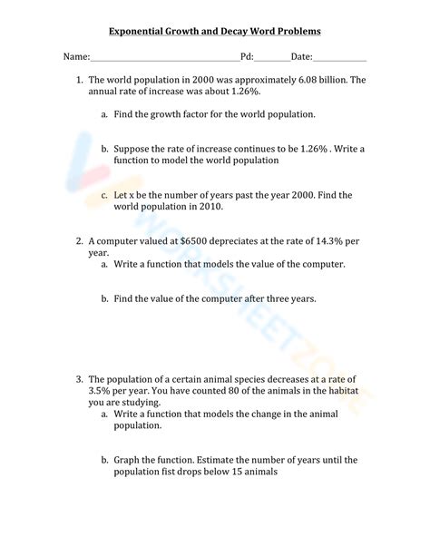 Exponential Growth Word Problems