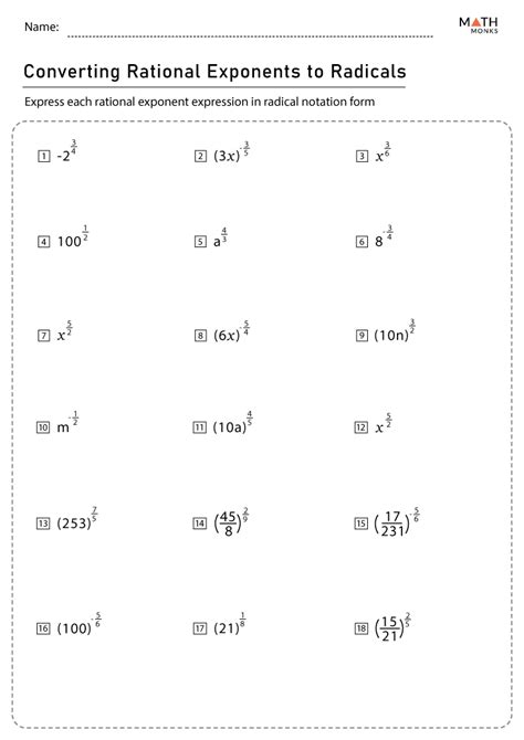 Exponents And Radicals Worksheets Exponents Amp Radicals Worksheets Integer Exponents Worksheet With Answers - Integer Exponents Worksheet With Answers
