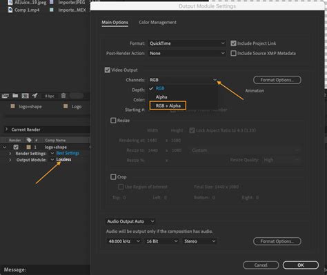 export after effects file with transparent background