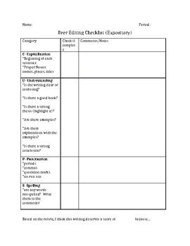 Expository Essay Editing Checklist