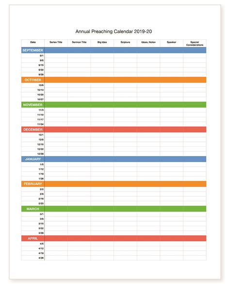 Expository Preaching Calendar