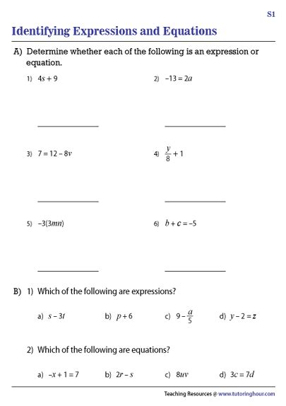 Expression Vs Equation Worksheets 99worksheets Expressions 5th Grade Worksheet - Expressions 5th Grade Worksheet