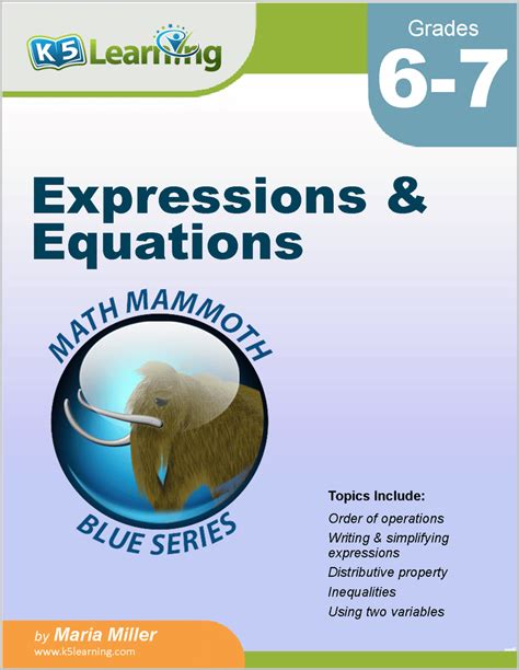 Expressions Amp Equations Workbook For Grades 6 7 K5 Learning Math Worksheets - K5 Learning Math Worksheets