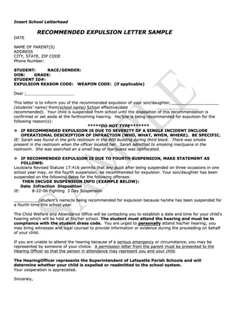 Expulsion Letter