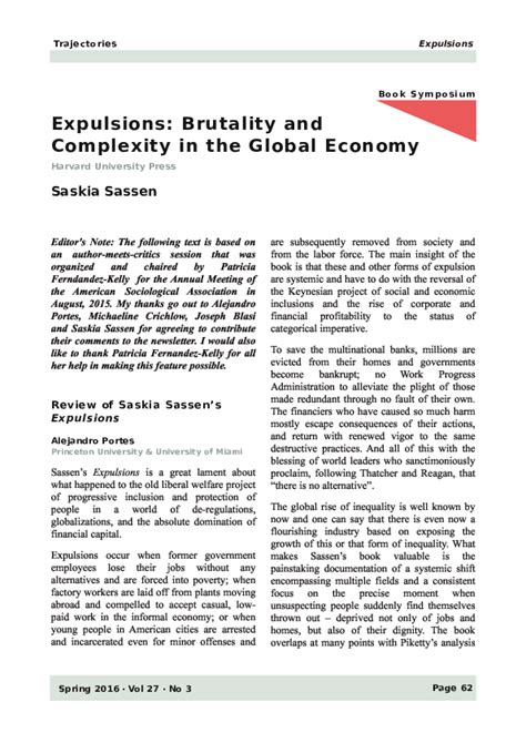 Expulsions: Brutality And Complexity In The Global Economy
