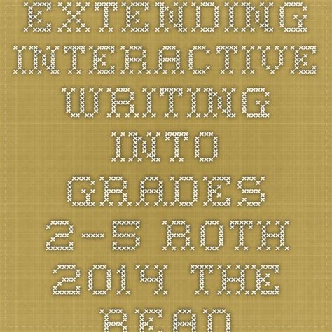 Extending Interactive Writing Into Grades 2 5 Reading Interactive Writing Lessons - Interactive Writing Lessons
