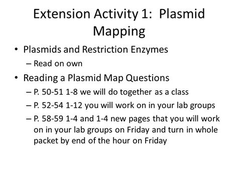 Extension Activity 1 Plasmid Mapping Answer Key