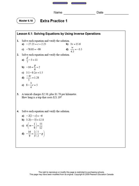 Extra Practice Chapter 6 Skills Answers
