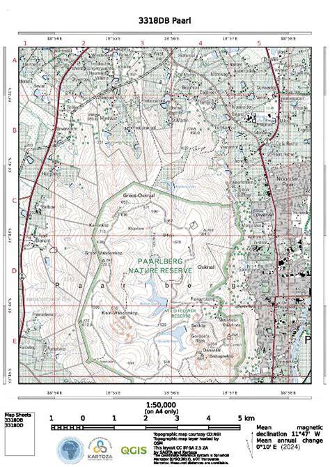 extract from topographical map 3318db paarl