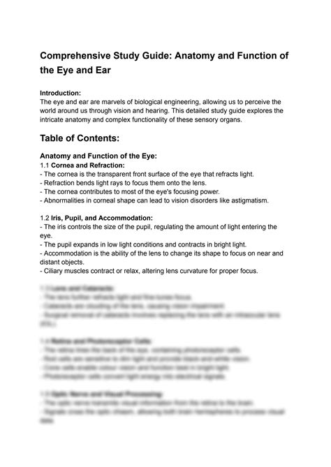 Eye And Vision Study Guide Anatomy