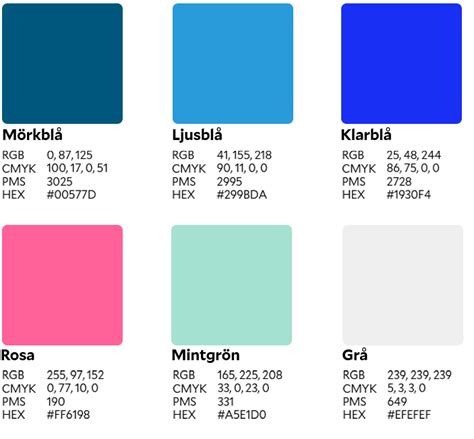färgkoder hemsida