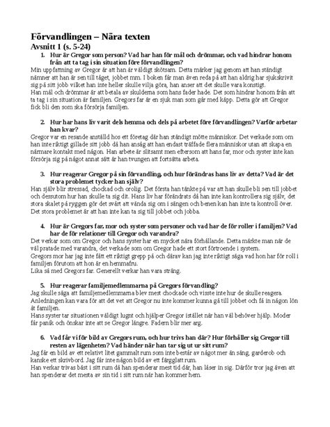 förvandlingen sparknotes