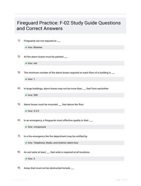 f 02 fireguard study questions and answers